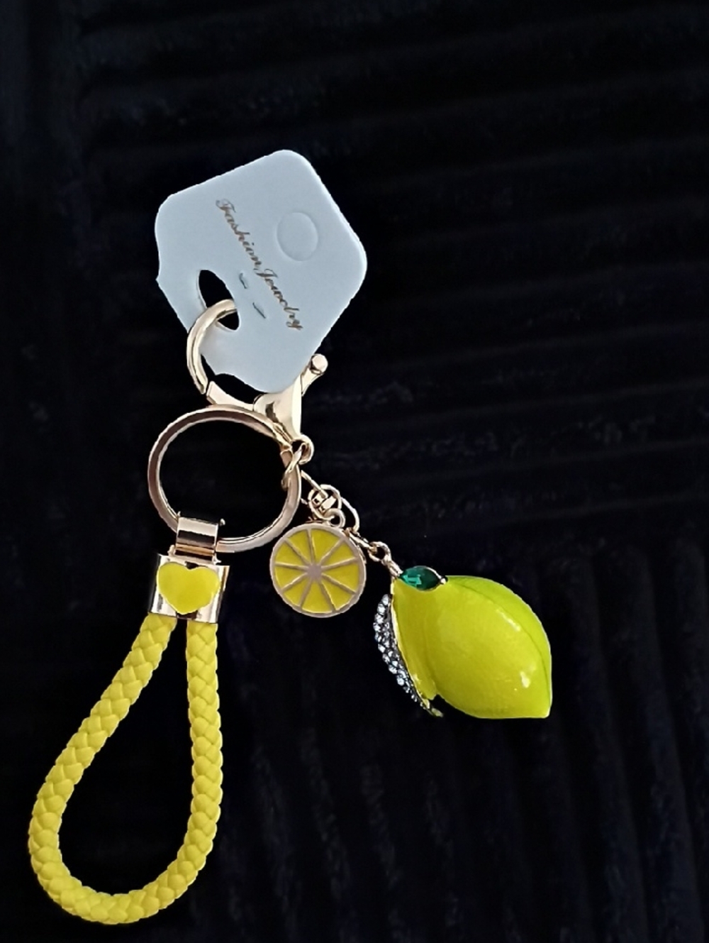 Yellow Lemon Bag Charm/ Keychain Wristlet - Women Accessories
